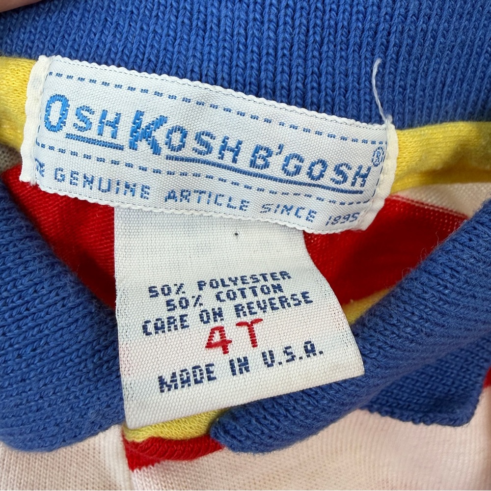 VTG OshKosh B’Gosh 4T Striped Primary Secondary Colors Polo Made‎ in USA - Picture 5 of 10